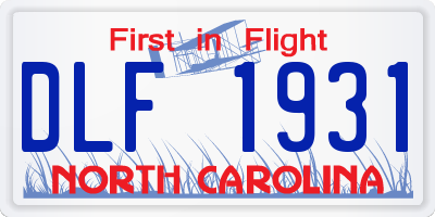 NC license plate DLF1931