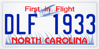 NC license plate DLF1933