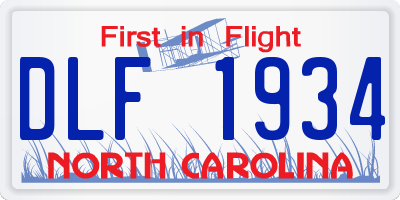NC license plate DLF1934