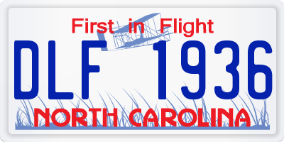NC license plate DLF1936