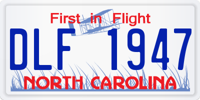 NC license plate DLF1947