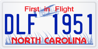 NC license plate DLF1951