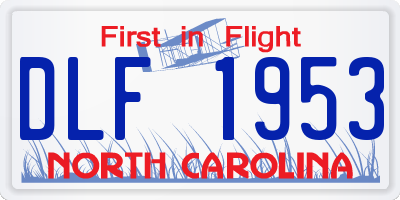 NC license plate DLF1953