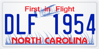 NC license plate DLF1954