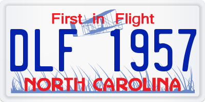 NC license plate DLF1957