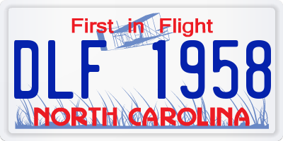 NC license plate DLF1958