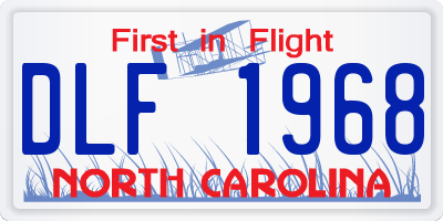 NC license plate DLF1968