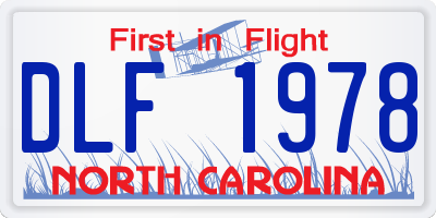 NC license plate DLF1978