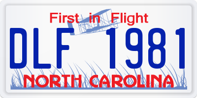 NC license plate DLF1981