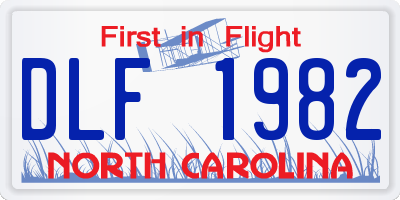 NC license plate DLF1982