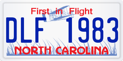 NC license plate DLF1983