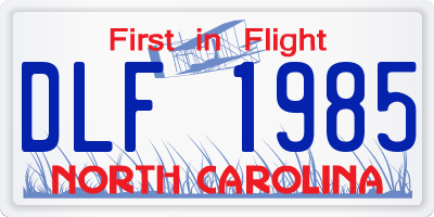 NC license plate DLF1985