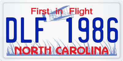 NC license plate DLF1986