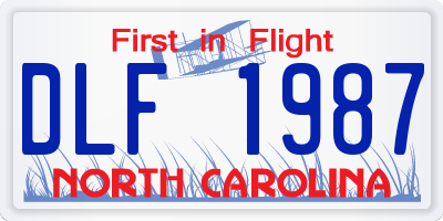 NC license plate DLF1987