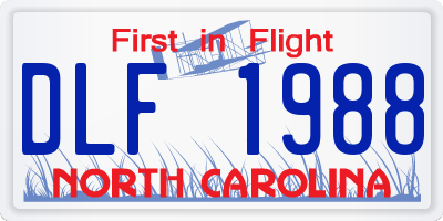 NC license plate DLF1988