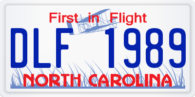 NC license plate DLF1989