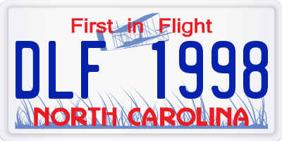 NC license plate DLF1998