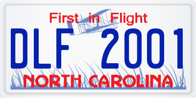 NC license plate DLF2001