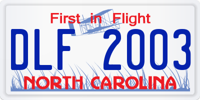 NC license plate DLF2003