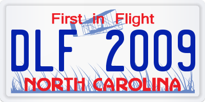 NC license plate DLF2009