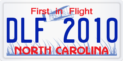 NC license plate DLF2010