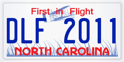 NC license plate DLF2011