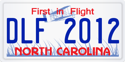 NC license plate DLF2012