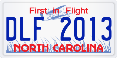 NC license plate DLF2013