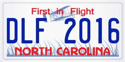 NC license plate DLF2016