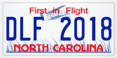 NC license plate DLF2018