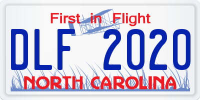 NC license plate DLF2020