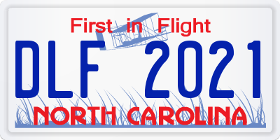 NC license plate DLF2021