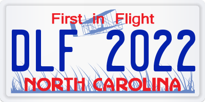 NC license plate DLF2022