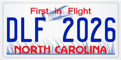 NC license plate DLF2026