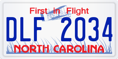 NC license plate DLF2034