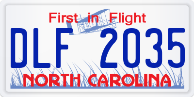 NC license plate DLF2035