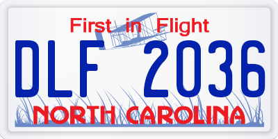 NC license plate DLF2036