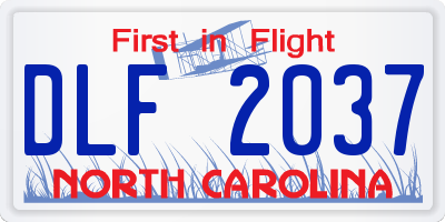 NC license plate DLF2037