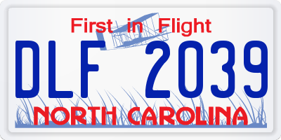 NC license plate DLF2039