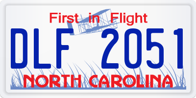 NC license plate DLF2051