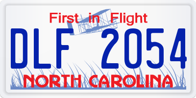 NC license plate DLF2054