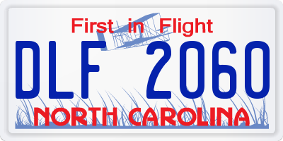 NC license plate DLF2060