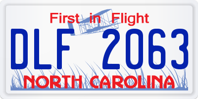 NC license plate DLF2063