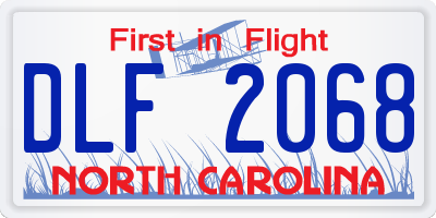 NC license plate DLF2068