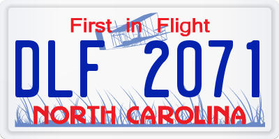 NC license plate DLF2071