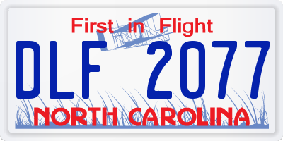 NC license plate DLF2077