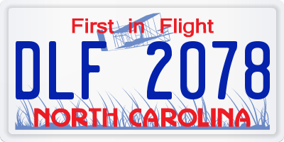 NC license plate DLF2078