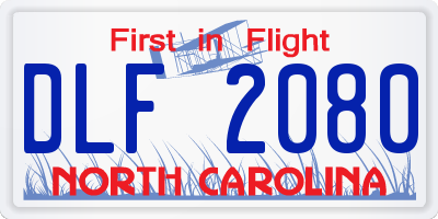 NC license plate DLF2080