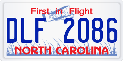 NC license plate DLF2086