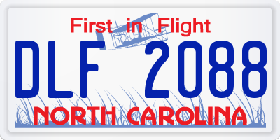 NC license plate DLF2088
